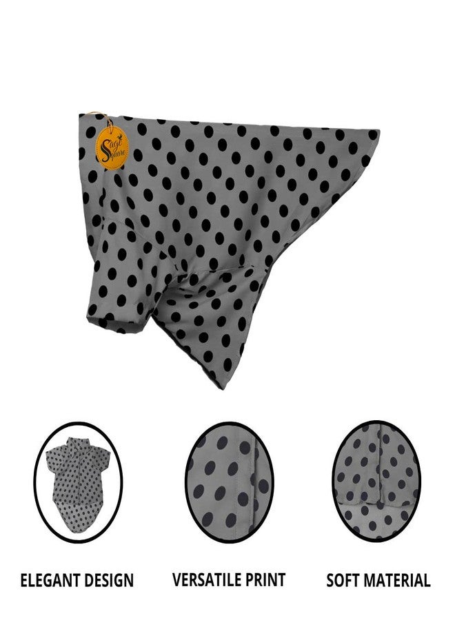 سايج سكوير قميص كلاب مطبوع عليه رسومات مربعة جريئة، قميص كلاب عصري، فائق النعومة وخفيف الوزن، ملابس كلاب مريحة وجيدة التهوية، زي عصري (صغير - 14 بوصة) (رمادي منقط) - Image 2